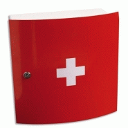 Laboratoires esculape armoire à pharmacie à 1 porte, design. coloris rouge. dim. l32 x h32 x p15 cm