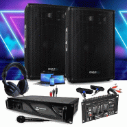 Pack sonorisation ibiza sound disco12b 2 enceintes 1200w + ampli pro dj 3000w + table de mixage dj21 usb + cablage complet - 3666638043016