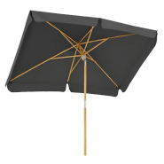 Parasol 3 x 2 m ombrelle rectangulaire protection solaire anti-uv mÂt et baleines en bois inclinable sans socle pour terrasse balcon jardin gris 12_0001769