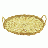 Plateau osier rond "Rondelet" avec anses Ø40x3,5cm - par 20