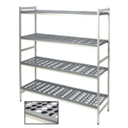 Rayonnage alimentaire duralinox 4 niveaux clayette polymere ajouree h1685 p360 fermod_0