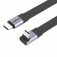 ROLINE Câble USB4 2.0 plat, C–C, M/M, un côté coudé à 270°, 8K UHD-2, 80Gbit/s, 240W, noir, 0,8 m ROLINE Câble USB4 2.0 plat, C–C, M/M, un côté coudé à 270°, 8K UHD-2, 80Gbit/s, 240W, noir, 0,8 m