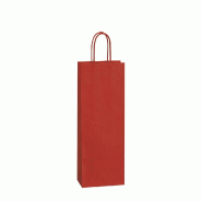 Sac 1 bouteille poignées torsadées - kraft rouge 14x8,5x39cm - par 50