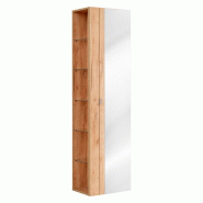 STELLAMEUBLES Colonne haute 1 porte avec miroir finition chêne doré Capri Oak - 3667335108152