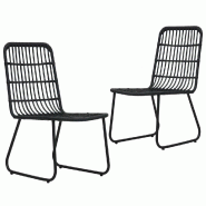 VidaXL Chaises De Jardin Lot De 2 Résine Tressée Noir - noir 48584