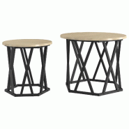 VidaXL Table d'appoint 2 pcs Chêne Sonoma Bois d'ingénierie et acier Modèle Zenith Bois - 868244
