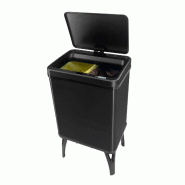 WellHome - Poubelle Intelligente 15L+15L de couleur Noire 35,5x26x60cm - Ouverture Automatique/Manuelle - noir inox WH15546