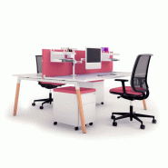 Bureau bench 2 personnes Sunday - pieds bois naturel - Plateau mélaminé 25 mm - Garantie 10 ans Bureau bench 2 personnes Sunday - pieds bois naturel - Plateau mélaminé 25 mm - Garantie 10 ans