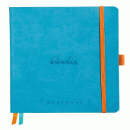 Carnet souple Goalbook Rhodiarama turquoise A5, 240p./120 feuilles ivoire 90 g/m², quadrillé 5x5 - bleu 117767C