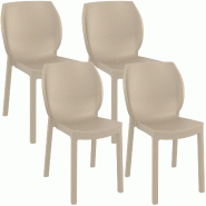 CLP Lot de 4 chaises de jardin Nora Plastique HBT: 80x58x59 cm Taupe - gris plastique 327997