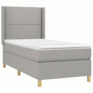 Décoshop26 - Cadre de lit LED avec sommier tête de lit matelas surmatelas 100x200 cm tissu gris clair TDL0207931 - gris 3001246688004