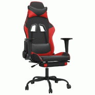 Décoshop26 - Fauteuil de bureau chaise gaming sur roulettes avec repose-pieds en PVC noir et rouge DEC025792 - rouge 3000255456420