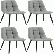 Décoshop26 - Lot de 4 chaises de salle à manger coutures forme carrées en PVC gris pieds en métal noir 10_0007656 - 3000266231054