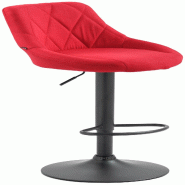 Décoshop26 - Tabouret de bar x1 pivotant hauteur réglable en tissu rouge surpiqûres décoratives cadre en métal noir 10_0005930 - rouge métal 300