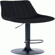 Décoshop26 - Tabouret de bar x1 réglable en hauteur pivotant à 360° assise en  tissu noir couture verticale pied métal noir 10_0006042 - noir mé