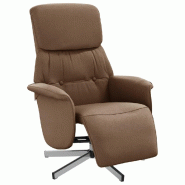 Fauteuil inclinable avec repose-pieds marron tissu Modèle Nermelora - 356660