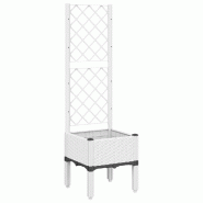 Helloshop26 - Jardinière bac lit surélevé plantes fleurs terrasse jardin avec treillis 40 x 40 x 142 cm PP blanc 02_0038290 - 3000214154510