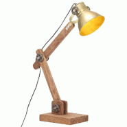 Helloshop26 - Lampe de bureau industrielle réglable hauteur 58 x 18 x 90 cm en fer laiton 02_0046678 - Bois massif 3000234366344