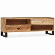 Helloshop26 - Meuble télé buffet tv télévision design pratique Bois massif de manguier 120 cm 2502170 - Bois massif 3001937638103
