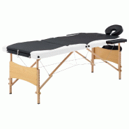 Helloshop26 - Table de massage pliable 3 zones bois noir et blanc 02_0001833 - noir Bois massif 3000089191535