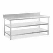 Helloshop26 - Table de travail acier inoxydable avec dosseret - 200 x 90 x 16.5 cm - 240 kg - 2 tablettes 14_0007309 - 3001283999781 Helloshop26 - Table de travail acier inoxydable avec dosseret - 200 x 90 x 16.5 cm - 240 kg - 2 tablettes 14_0007309 - 3001283999781