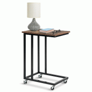 IvoQ Table d'Appoint – Table d'Appoint sur Roulettes – Industriel – Marron Rustique – 50×35×67 cm – Table de Lit – Table d'Appoint – T