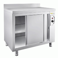 Meuble bas inox chauffant 1000x600 mm adossé PREMIUM - GOLDINOX - gris inox 3701770819843