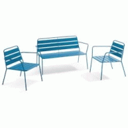 Oviala Business Salon de jardin 4 places en métal bleu pacific - bleu acier 113930 Oviala Business Salon de jardin 4 places en métal bleu pacific - bleu acier 113930