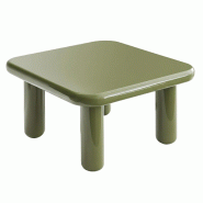 Oviala Business Table basse carrée 75 cm en MDF effet laqué vert olive - vert 114299