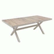 Oviala Business Table de jardin L201 cm aluminium et céramique 8 personnes crème - beige 115184