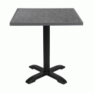 Plateau de table extérieur carré en verre trempé noir brossé bord gris 700 mm | Bolero - DZ873