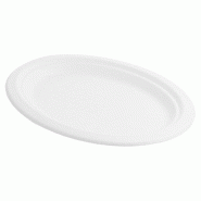 Plateau ovale en bagasse blanche 26,3x19,9x2cm - par 600