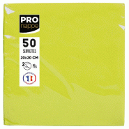 Pronappe - Réf.SV622031I - Carton de 800 Serviettes Cocktail ouate 2 plis - papier micro gaufré - 20 X 20 cm - 16 paquets de 50 serviettes Vert kiwi