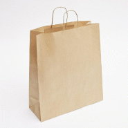 Sac  kraft vergé recyclé poignées torsadées brun  40X15X45 cm - par 50