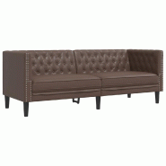 VidaXL Canapé à 3 places Chesterfield marron similicuir Modèle Servelis - 372668
