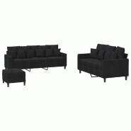 VidaXL Ensemble de canapés 3 pcs avec coussins Noir Velours Modèle Sirius Riviera - 3201735