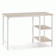 VS Venta-stock Bureau Colón Blanc,Table pour PC, 2 Rayons, Style Industriel, 110 cm Longueur - blanc Bois manufacturé I20058