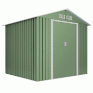Wasabi - Abri de Jardin Métal 5,27m2 Light Green – Porte coulissante double - Grilles de ventilation - Cabane extérieur - Cabanon rangement - vert