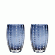 Zafferano Perle Glass Blue Grey - Verre Soufflé À La Bouche, 32 Cl, Fait Main - Set De 2 Verresartisanaux Pour Eau Ou Cocktails - bleu 8051827979170