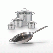 Batterie de cuisine en inox 1 poêle 32 cm 1 faitout 14 cm 1 faitout 16 cm 2 faitouts 20/26 cm Elo Collection Relief Solution Citrin - gris 3176239940