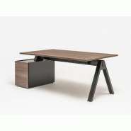 Bureau droit professionnel en mélaminé Viga - caisson 3 tiroirs - structure bois massif Bureau droit professionnel en mélaminé Viga - caisson 3 tiroirs - structure bois massif