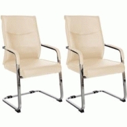 CLP Ensemble de 2 chaises visiteurs Hobart Crème/Similicuir - beige polyester 324476