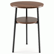 COSTWAY Table Ronde Ø39 cm 2 Niveaux, avec Cadre en Acier, pour Canapé et Café, Moderne - marron Bois manufacturé VH36405TF-4