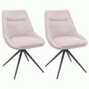 Décoshop26 - Lot de 2 chaises de salle à manger pivotante en tissu crème beige cadre de trépied en acier 04_0007387 - beige 3000262097876 Décoshop26 - Lot de 2 chaises de salle à manger pivotante en tissu crème beige cadre de trépied en acier 04_0007387 - beige 3000262097876