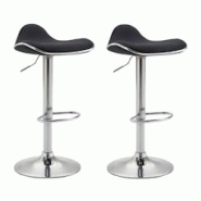 Décoshop26 - Lot de 2 tabourets de bar en tissu noir pieds métal chromé pivotant et hauteur réglable 10_0000535 - noir 3000764669601 Décoshop26 - Lot de 2 tabourets de bar en tissu noir pieds métal chromé pivotant et hauteur réglable 10_0000535 - noir 3000764669601