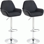 Décoshop26 - Lot de 2 tabourets de bar repose-pieds en forme d'arc en métal chromé assise en velours noir TDB10790 - noir 3000252948713