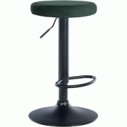 Décoshop26 - Tabouret de bar x1 design simple hauteur réglable revêtement en velours vert pieds en métal noir 10_0005354 - noir 3000252600840_0