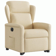 Fauteuil inclinable électrique crème tissu Modèle Elvionel - 8721102961441