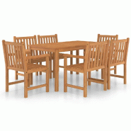 Helloshop26 - Ensemble de salle à manger de jardin meuble extérieur 7 pièces bois de teck massif 02_0013938 - Bois massif 3000128881533