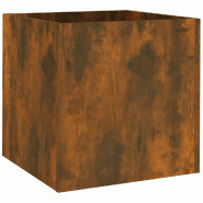 Helloshop26 - Jardinière en bois d'ingénierie 40 x 40 x 40 cm résistance humidité style moderne en chêne fumé 02_0048428 - Bois massif 3000235280229